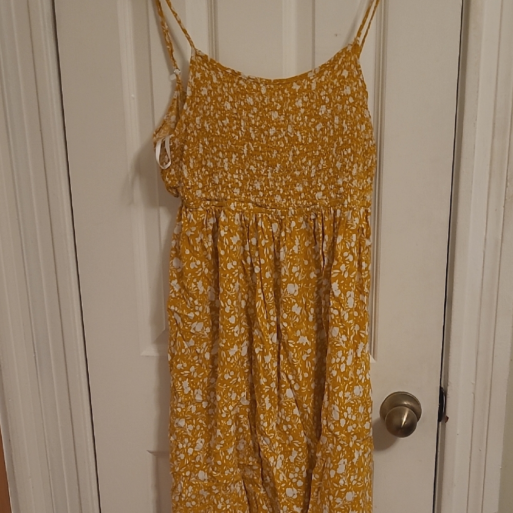 Yellow Floral Midi Dress